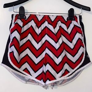 Red, Black & White Chevron Varsity Shorts